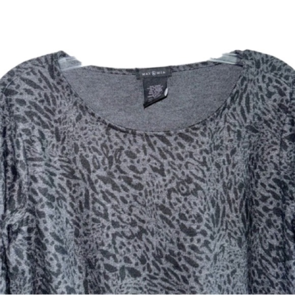 Max & Mia Twist Top Long Sleeve Side Women's Tunic Leopard Black/Gray Sz Small - Picture 9 of 10